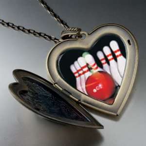 Bowling Pins Large Photo Locket Pendant Necklace