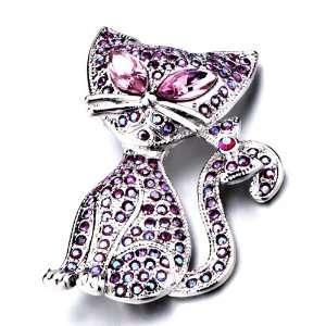    Pink Swarovski Crystal Cat Brooches And Pins Pugster Jewelry