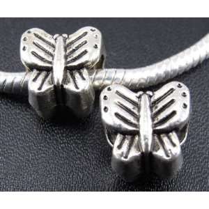  Butterfly Antique Silver Charm Bead for Bracelet or 