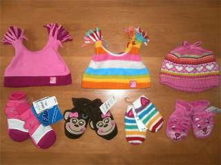NWT CHILDRENS PLACE Girls choice HATS & MITTENS 3/6 or 6/12 Mos.~$6.50 