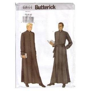 Sewing Pattern Butterick # 6844 Mens Clergy Cassock / Choir Robe 