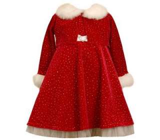   Girls Red Velvet Santa Christmas Holiday Dress & Jacket Set 3T  