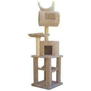  Wood Cat Tree House Cat Tower Condo, Beige Carpet Pet 