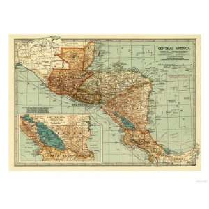  Central America   Panoramic Map Giclee Poster Print