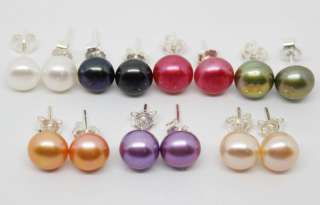 wholesale 7pairs color freshwater pearl stud earrings  