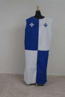   and White Quartered Medieval Knight Surcoat with Embroidered crosses