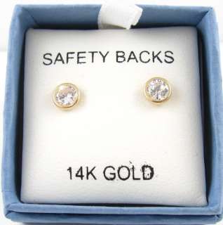 5mm Cubic Zirconia Earring Studs in 14K Yellow Gold  
