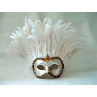Si Lucia Masquerade Incas White Feathers Carnival Mask
