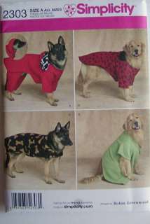 Simplicity Pattern 2303 Dog Coat Clothes EXTRA LARGE  