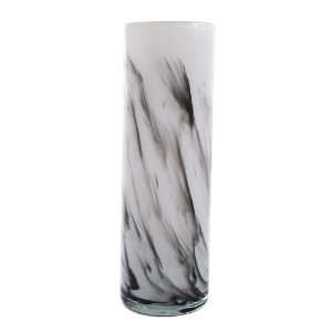  Glass Ware Picardy Cylinder Vase Black & White Swirl 30cm 