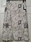 148 NWT Due Per Due Cream Brown Bubble Embroidered Floral Skirt 4 