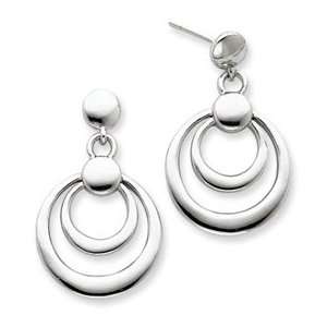    Sterling Silver Double Circle Dangle Post Earrings: Jewelry