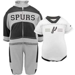   Antonio Spurs Infant Gray Black 3 Piece Creeper, Jacket & Pants Set
