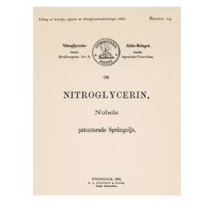  Title Page of Alfred Nobels Patent for Nitroglycerine 