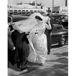  Elizabeth Taylor With Conrad Hilton on Wedding Day   1950 
