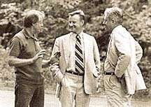   Carter with Brzezinski and Cyrus Vance at Camp David in 1977