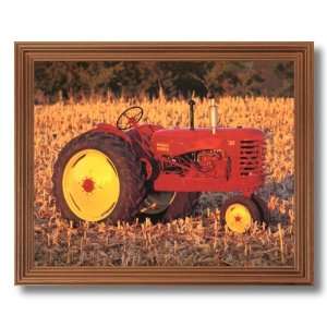  1947 Massey Harris Farm Tractor Picture Oak Framed Art 