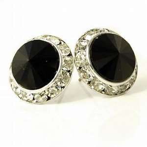  Jet Black Swarovski Crystal Stud Earrings Fashion Jewelry 