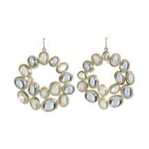 Judy Geib Giant Moonstone & Aqua Hoop Earrings