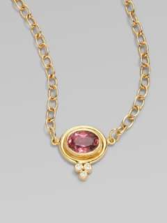 Diamonds, .045 tcw Pink tourmaline 18k gold Length, about 18 Made in 