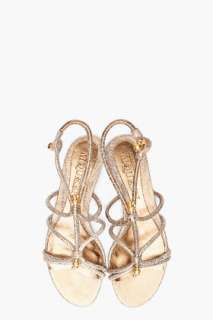 Alexander Mcqueen Beige Gold Twine Sandals for women  
