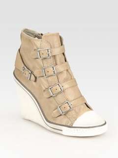 Ash   Thelma Leather Wedge Sneakers    