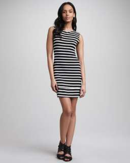 Jane Striped Jersey Dress, Black/White