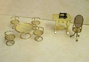   Doll House Furniture Sewing Machine Chair Table and 4 Chairs  