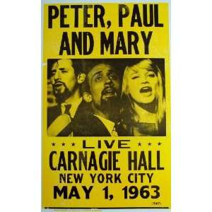  Peter, Paul and Mary Live At Carnegie Hall in NYC Poster 