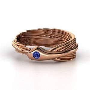  Birds of a Feather Ring, Round Sapphire 14K Rose Gold Ring 
