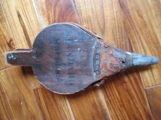 VERY VERY OLD ANTIQUE FIREPLACE BELLOWS WOOD & LEATHER.  