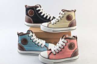 Kids Child Boy Girl Canvas Shoes Sneakers Casual Blue High Cut 2011 