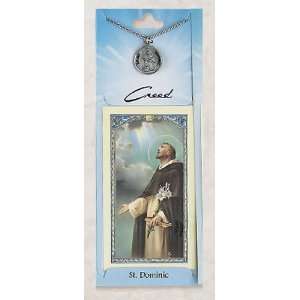  Prayer Card with Pewter Medal St. Dominic Jewelry