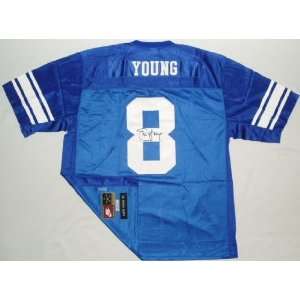 Steve Young Autographed Jersey   BYU Throwback Blue   Global