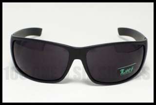 LOCS Mens Biker Gangster Sunglasses Dark MATTE BLACK (Authentic Locs)