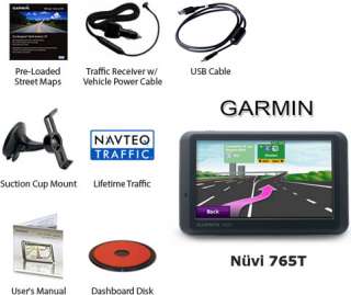 Garmin Nuvi 765T GPS Vehicle Navigation System 718103038171  