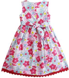 Pink Floral & Bow Tie Girls Dress Child Clothes 4 5 NWT  