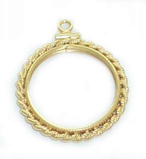 coin bezel gold filled rope 1/4 Panda gold coin  