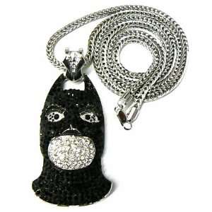  Iced Out Yung Berg Batman Face Pendant Franco Chain Sil 