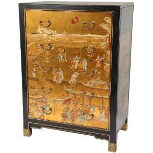  Gold Leaf Calligraphy Five Drawer Chest: Home & Kitchen