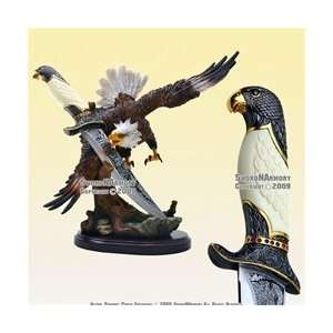  American Bald Eagle Statue Figurine with Dagger Short 