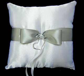 Silver Heart Flower Girl Basket Ring Bearer Pillow  