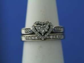 14k Wh Gold .85ct Round Princess Heart Diamond Ring Set  