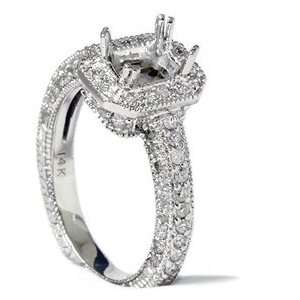   Gold .75CT Emerald Cut Diamond Engagement Ring Setting   4: Jewelry