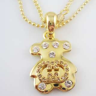 18K yellow gold plated two necklace bear pendant NE31  