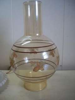 Vtg. Milk Glass Floral Glass Chimney Hurricane Lamp  