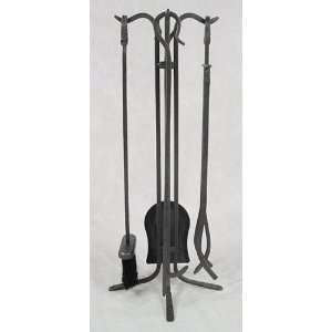   SQUARE CENTER STAND Fireplace Hearth Woodstove Tool Set   VINTAGE IRON