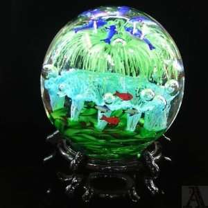  Crystal Glass Aquarium Tropical Fish Ball Statue 
