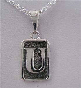   Oxidized Etched Initial Letter  U  Charm Pendant Taxco New  