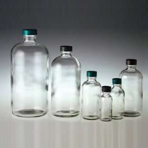 16 oz (500 mL) Glass Boston Round Bottles, Vinyl Lined 